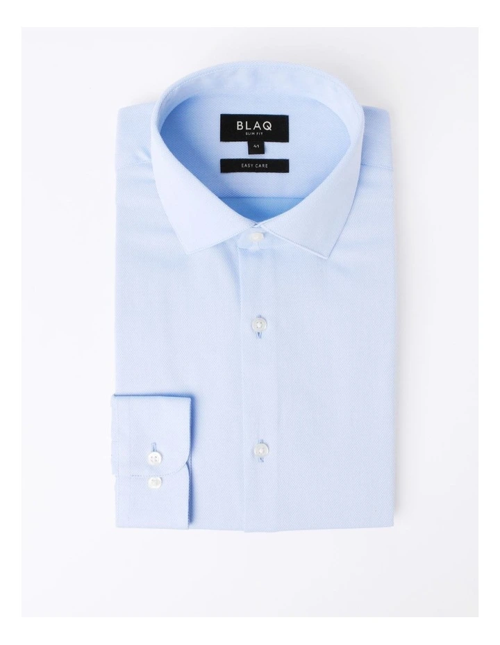 Blaq Slim Long Sleeve 1 Colour Dobby Shirt In Light Blue 8 Blaq Slim Long Sleeve 1 Colour Dobby Shirt In Light Blue - Image 6