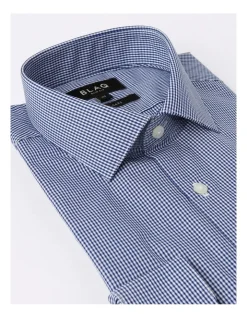 Blaq Tailored Long Sleeve 1 Colour Mini Check Shirt In Navy -Cambridge Clothing shop 940487770 7 720x928
