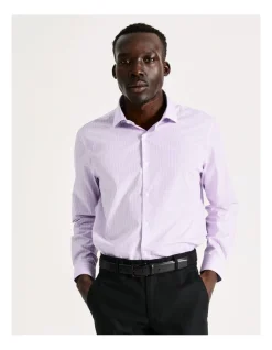 Blaq Tailored Long Sleeve One Colour Check Shirt In Purple