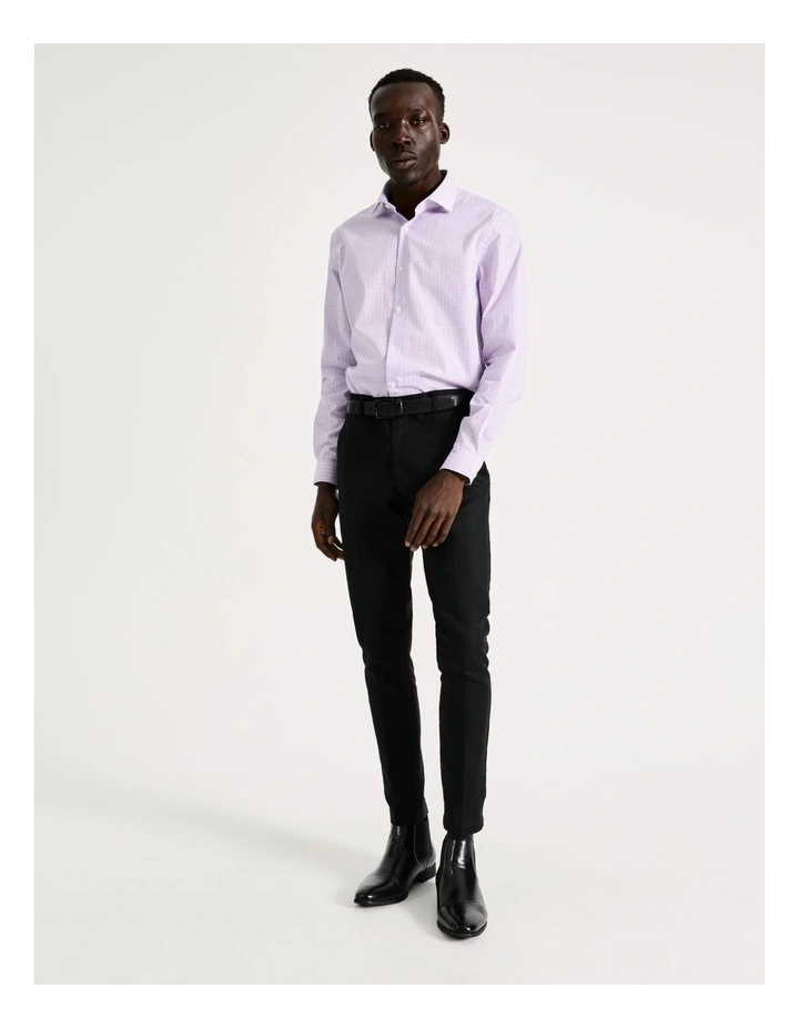 Blaq Tailored Long Sleeve One Colour Check Shirt In Purple 5 Blaq Tailored Long Sleeve One Colour Check Shirt In Purple - Image 3