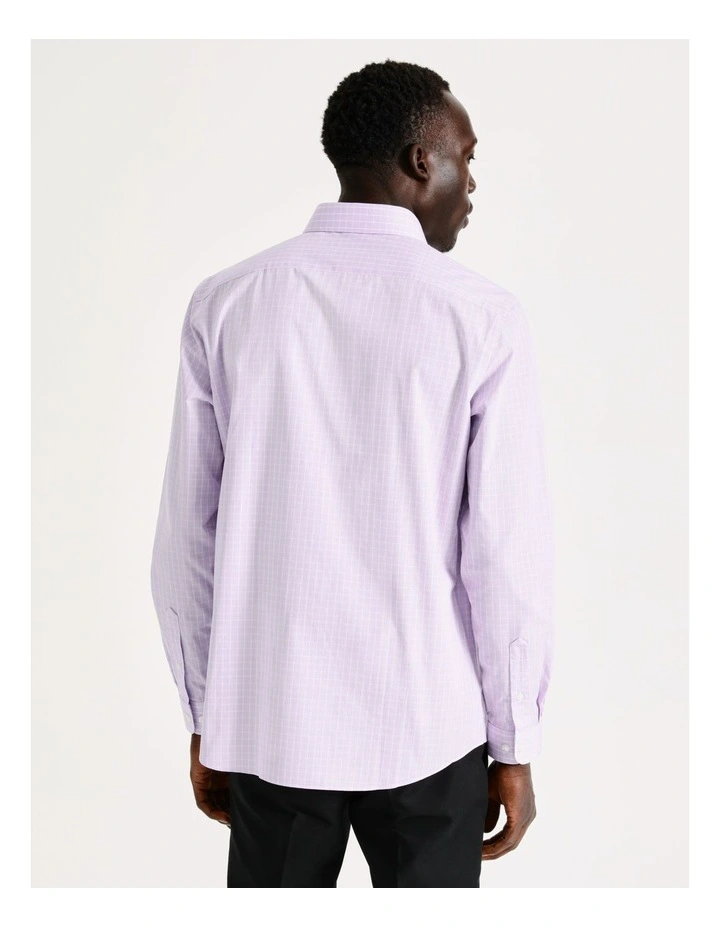 Blaq Tailored Long Sleeve One Colour Check Shirt In Purple 7 Blaq Tailored Long Sleeve One Colour Check Shirt In Purple - Image 5
