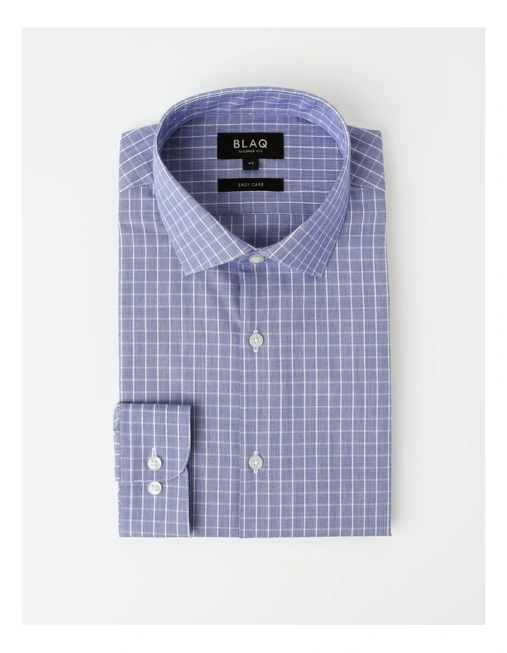 Blaq Tailored Long Sleeve 1 Colour Check Shirt In Blue 3 Blaq Tailored Long Sleeve 1 Colour Check Shirt In Blue