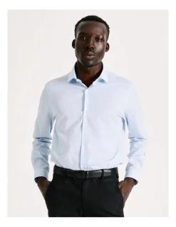 Blaq Tailored Long Sleeve 1 Colour Check Shirt In Light Blue