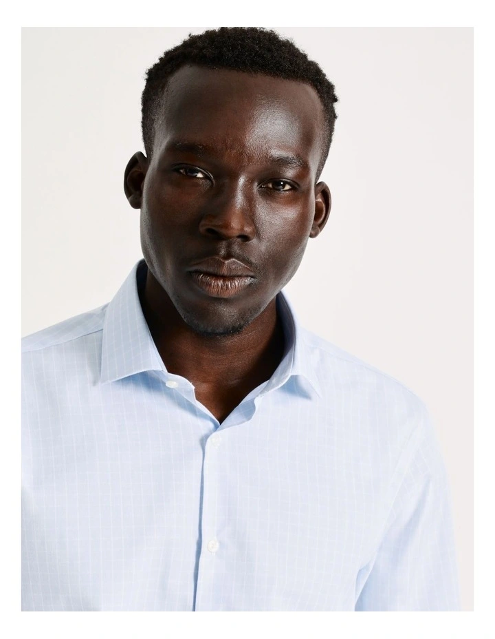 Blaq Tailored Long Sleeve 1 Colour Check Shirt In Light Blue 4 Blaq Tailored Long Sleeve 1 Colour Check Shirt In Light Blue - Image 2