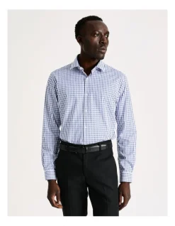 Blaq Tailored Long Sleeve 1 Colour Check Shirt In Blue
