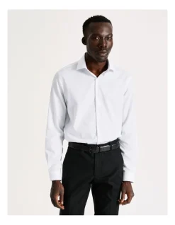 Blaq Tailored Long Sleeve One Colour Dobby Shirt In White