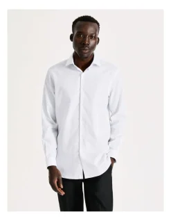 Blaq Tailored Long Sleeve One Colour Dobby Shirt In White -Cambridge Clothing shop 940488400 4 720x928