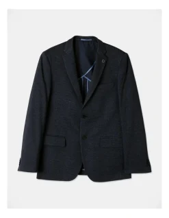 Blaq Tailored Puppytooth Knit Suit Jacket In Denim