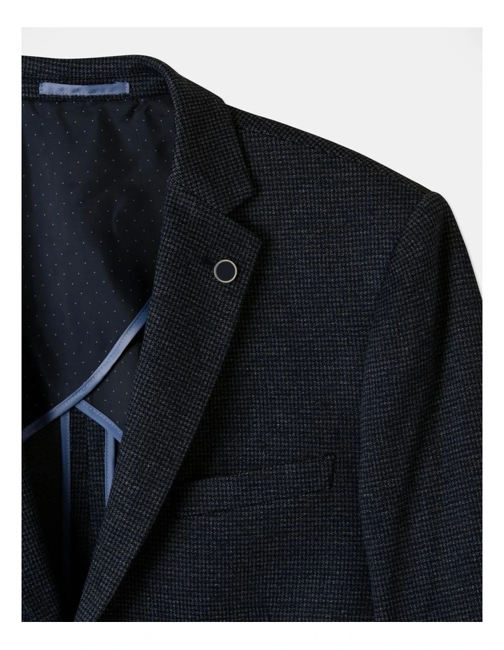 Blaq Tailored Puppytooth Knit Suit Jacket In Denim 4 Blaq Tailored Puppytooth Knit Suit Jacket In Denim - Image 2