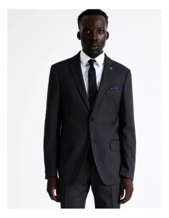 Blaq Tailored Herringbone Suit Jacket In Charcoal