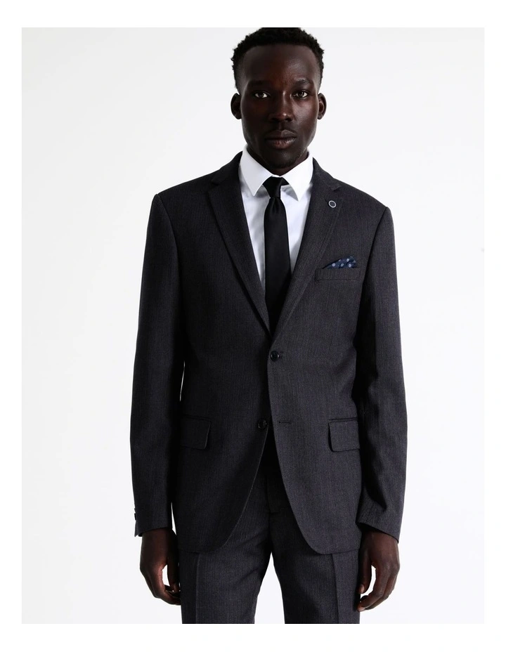 Blaq Tailored Herringbone Suit Jacket In Charcoal 3 Blaq Tailored Herringbone Suit Jacket In Charcoal