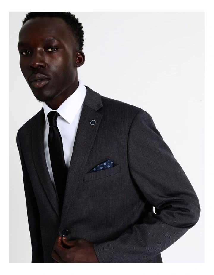 Blaq Tailored Herringbone Suit Jacket In Charcoal 4 Blaq Tailored Herringbone Suit Jacket In Charcoal - Image 2