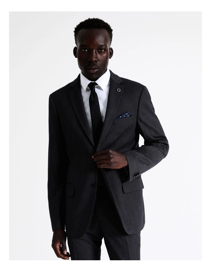 Blaq Tailored Herringbone Suit Jacket In Charcoal 5 Blaq Tailored Herringbone Suit Jacket In Charcoal - Image 3