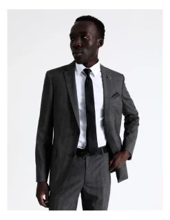Blaq Tailored Prince Of Wales Check Suit Jacket In Charcoal