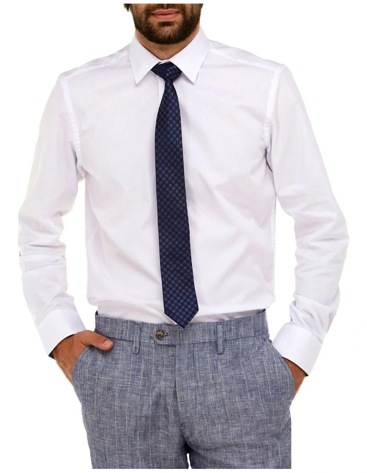 Brooksfield Textured Plain Reg Fit Business Shirt In White 3 Brooksfield Textured Plain Reg Fit Business Shirt In White
