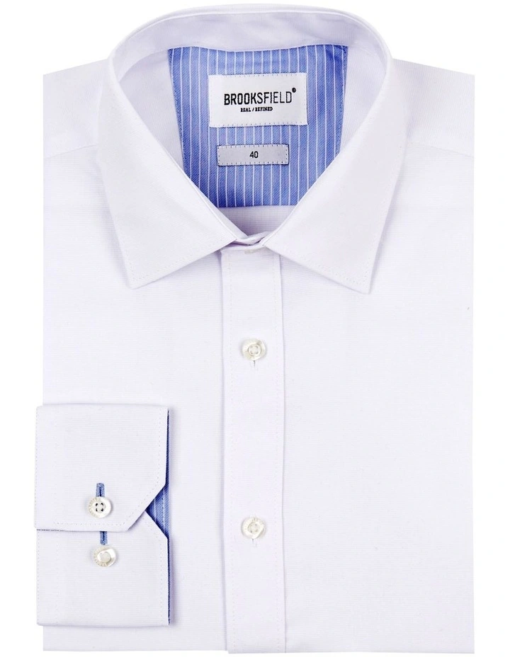 Brooksfield Textured Plain Reg Fit Business Shirt In White 6 Brooksfield Textured Plain Reg Fit Business Shirt In White - Image 4