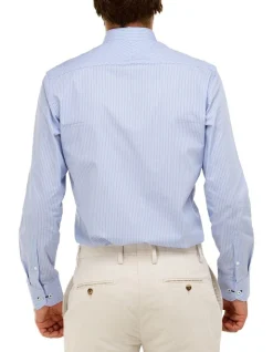 Brooksfield Vertical Stripe Regular Fit Business Shirt In Blue -Cambridge Clothing shop 943183270 3 720x928