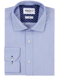 Brooksfield Vertical Stripe Regular Fit Business Shirt In Blue -Cambridge Clothing shop 943183270 4 720x928