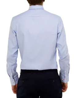 Brooksfield Micro Textured Regular Fit Business Shirt In Blue -Cambridge Clothing shop 943183360 3 720x928