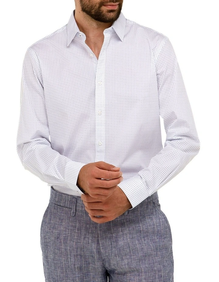 Brooksfield Micro Geo Print Regular Fit Business Shirt In Blue 3 Brooksfield Micro Geo Print Regular Fit Business Shirt In Blue