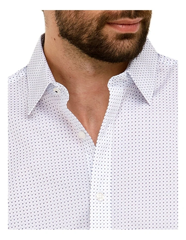 Brooksfield Micro Geo Print Regular Fit Business Shirt In Blue 4 Brooksfield Micro Geo Print Regular Fit Business Shirt In Blue - Image 2