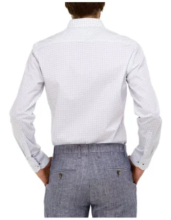 Brooksfield Micro Geo Print Regular Fit Business Shirt In Blue 8 Brooksfield Micro Geo Print Regular Fit Business Shirt In Blue -Cambridge Clothing shop 943183720 3 720x928