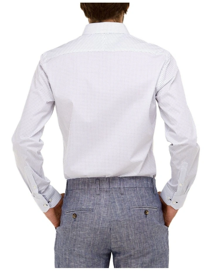 Brooksfield Micro Geo Print Regular Fit Business Shirt In Blue 5 Brooksfield Micro Geo Print Regular Fit Business Shirt In Blue - Image 3