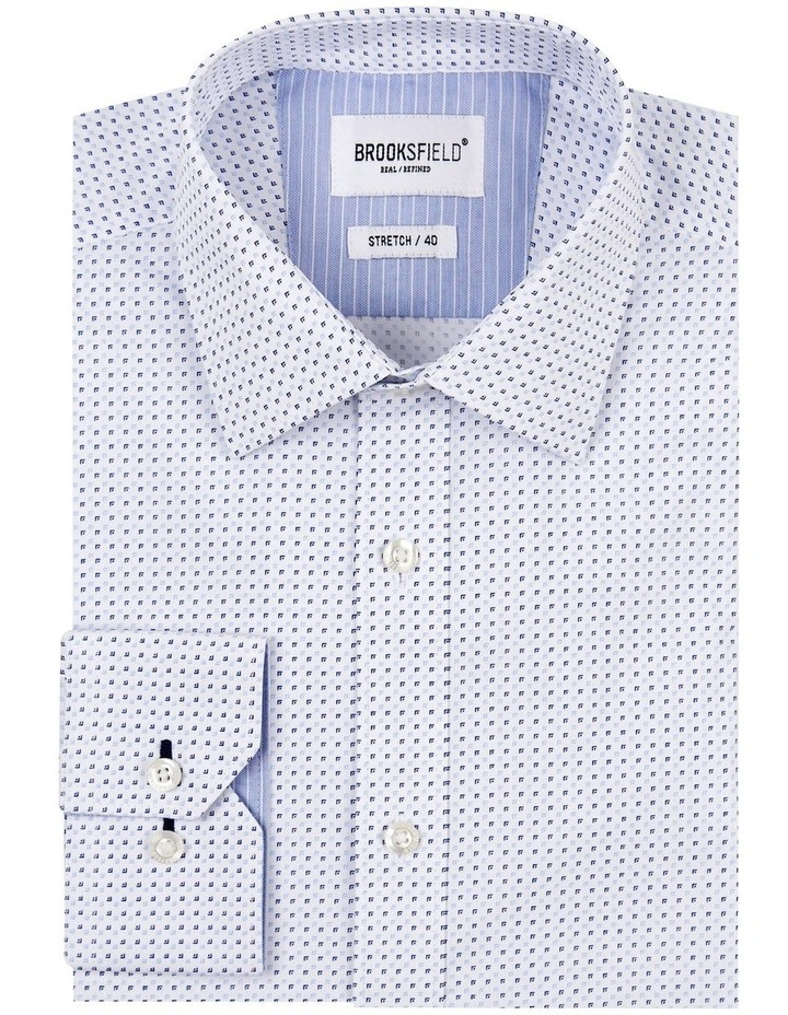 Brooksfield Micro Geo Print Regular Fit Business Shirt In Blue 6 Brooksfield Micro Geo Print Regular Fit Business Shirt In Blue - Image 4