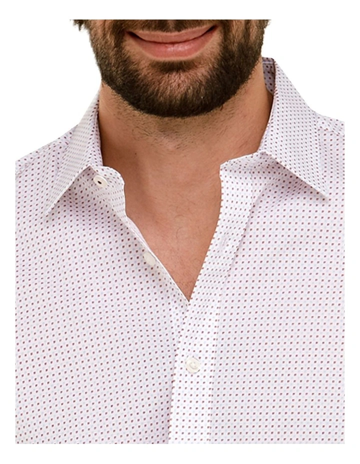 Brooksfield Micro Geo Print Regular Fit Business Shirt In Wine 4 Brooksfield Micro Geo Print Regular Fit Business Shirt In Wine - Image 2