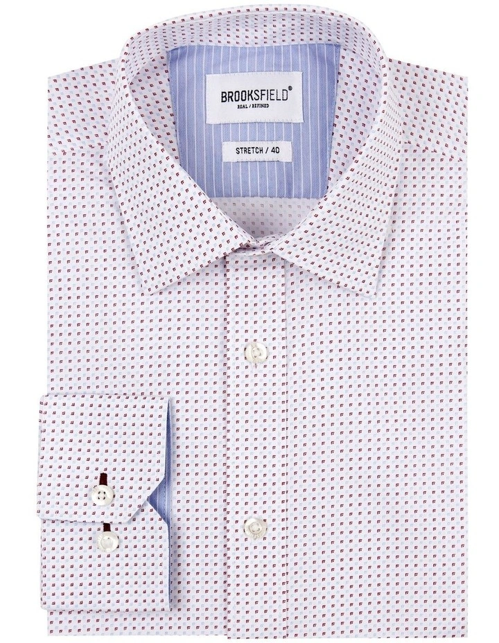 Brooksfield Micro Geo Print Regular Fit Business Shirt In Wine 6 Brooksfield Micro Geo Print Regular Fit Business Shirt In Wine - Image 4