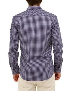 Brooksfield Two Tone Check Slim Fit Dress Shirt In Navy 8 Brooksfield Two Tone Check Slim Fit Dress Shirt In Navy -Cambridge Clothing shop 943183900 3 720x928