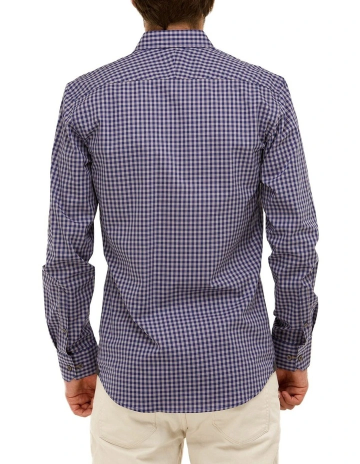 Brooksfield Two Tone Check Slim Fit Dress Shirt In Navy 5 Brooksfield Two Tone Check Slim Fit Dress Shirt In Navy - Image 3