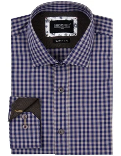 Brooksfield Two Tone Check Slim Fit Dress Shirt In Navy 9 Brooksfield Two Tone Check Slim Fit Dress Shirt In Navy -Cambridge Clothing shop 943183900 4 720x928