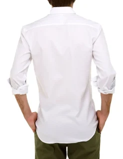 Brooksfield Textured Slim Fit Dress Shirt In White -Cambridge Clothing shop 943184260 3 720x928