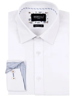 Brooksfield Textured Slim Fit Dress Shirt In White -Cambridge Clothing shop 943184260 4 720x928