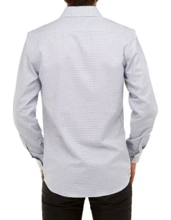 Brooksfield Fine Dot Slim Fit Dress Shirt In White/Navy 8 Brooksfield Fine Dot Slim Fit Dress Shirt In White/Navy -Cambridge Clothing shop 943184350 3 720x928