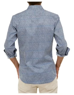 Brooksfield Abstract Geo Print Slim Fit Dress Shirt In Navy -Cambridge Clothing shop 943184530 3 720x928