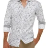 Brooksfield Abstract Floral Print Slim Fit Dress Shirt In White -Cambridge Clothing shop 943184620 1 720x928
