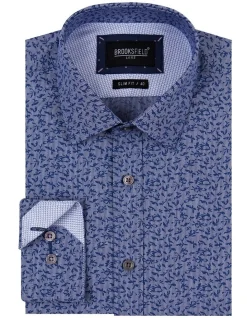 Brooksfield Tonal Print Slim Fit Dress Shirt In Navy -Cambridge Clothing shop 943184800 4 720x928