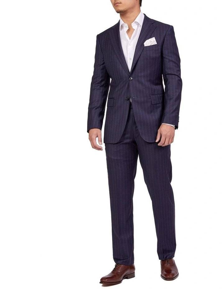 Henry Sartorial Dun Full Canvas R-Stripe Suit NAVY REG 3 Henry Sartorial Dun Full Canvas R-Stripe Suit NAVY REG