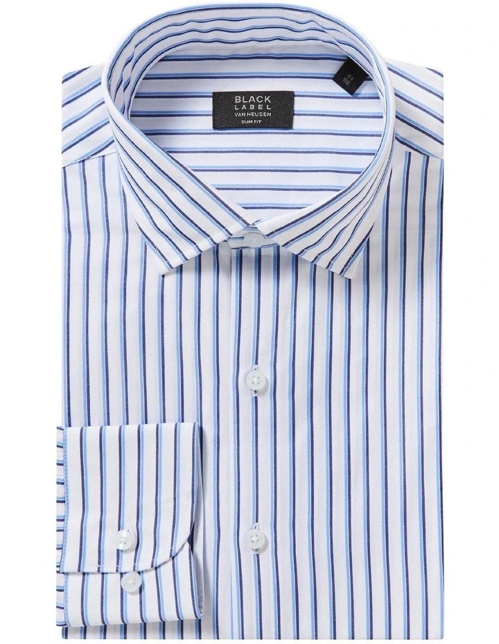 Van Heusen Black Label Slim Long Sleeve Stripe Shirt In Blue 5 Van Heusen Black Label Slim Long Sleeve Stripe Shirt In Blue - Image 3