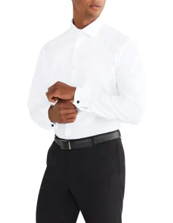 Van Heusen Black Label Tailored Bib Dinner Shirt In White