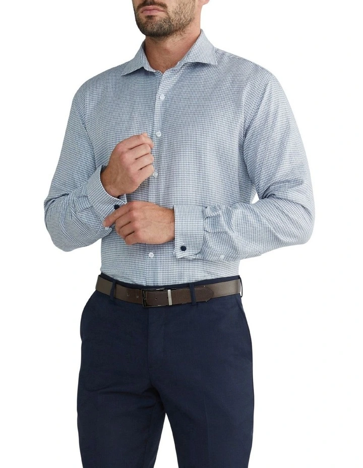 Van Heusen Black Label Tailored Long Sleeve 1 Colour Houndstooth Dobby Shirt In Blue 3 Van Heusen Black Label Tailored Long Sleeve 1 Colour Houndstooth Dobby Shirt In Blue