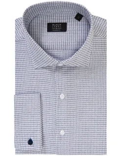 Van Heusen Black Label Tailored Long Sleeve 1 Colour Houndstooth Dobby Shirt In Blue 8 Van Heusen Black Label Tailored Long Sleeve 1 Colour Houndstooth Dobby Shirt In Blue -Cambridge Clothing shop 966277990 3 720x928