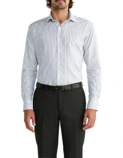 Van Heusen Black Label Tailored Long Sleeve 1 Colour Stripe In Blue