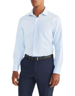 Van Heusen Black Label Tailored Long Sleeve Jacquard Shirt In Blue