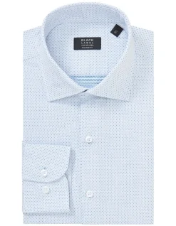 Van Heusen Black Label Tailored Long Sleeve Jacquard Shirt In Blue -Cambridge Clothing shop 966278530 3 720x928