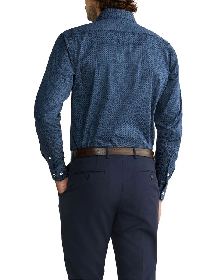 Van Heusen Black Label Tailored Long Sleeve 1 Colour Circle Print Shirt In Blue 4 Van Heusen Black Label Tailored Long Sleeve 1 Colour Circle Print Shirt In Blue - Image 2
