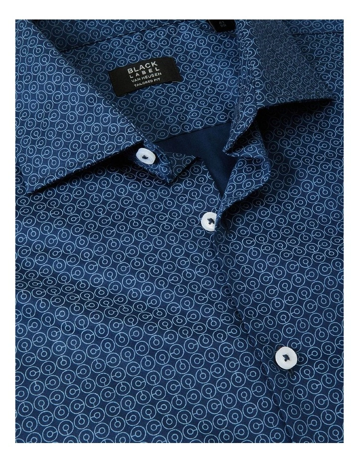 Van Heusen Black Label Tailored Long Sleeve 1 Colour Circle Print Shirt In Blue 6 Van Heusen Black Label Tailored Long Sleeve 1 Colour Circle Print Shirt In Blue - Image 4
