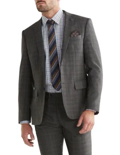 Front Page 4 Van Heusen Tailored Marl Check Suit Jacket In Charcoal